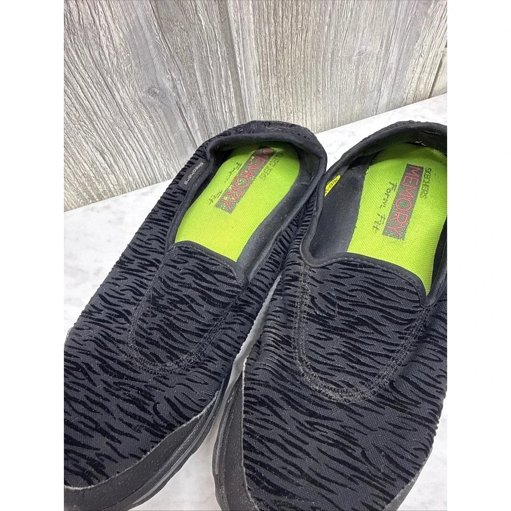 Skechers GoWalk Womens 8.5 Black Animal Print Memory Form Fit Slip On Shoes BBK